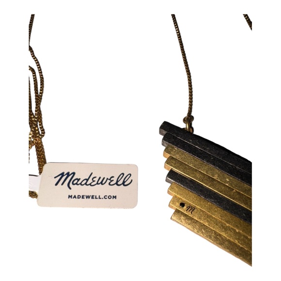 Madewell Chevron Layered Arrow Gold Gunmetal Statement Necklace J40 - Picture 4 of 5